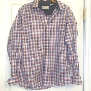 Mens Claiborne‎ slim fit stretch Medium plaid classic Preppy